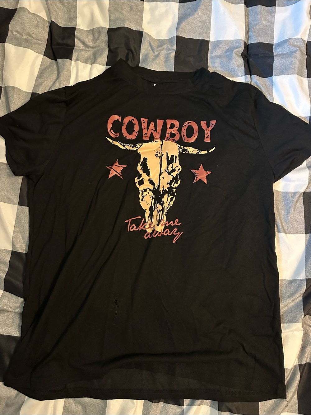 Cowboy Graphic Skull Tee in Black and Tan